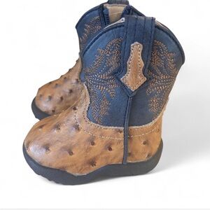 Roper Kids Brown and Navy Pull-On Western Boots